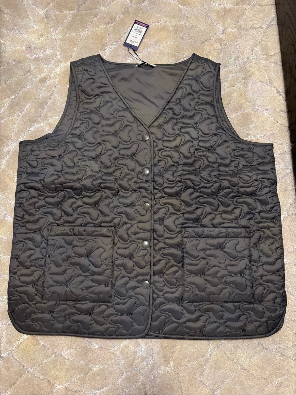 Smash + Tess Quilted Snap-Front Vest in Charcoal